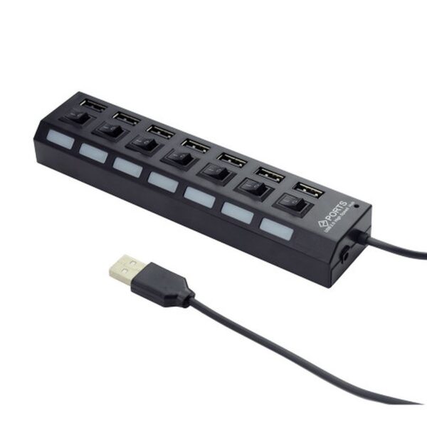 GEMBIRD USB2.0 7-PORT HUB WITH SWITCHES POWER ADAPTER BLACK