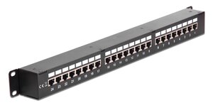 DELOCK patch panel για rack 43295, 19", 48x RJ45 ports, μαύρο