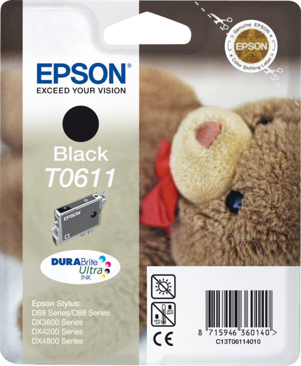 Epson T0611 Μελάνι Εκτυπωτή InkJet Μαύρο (C13T06114010)