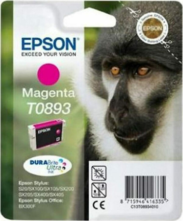 Epson T0893 Μελάνι Εκτυπωτή InkJet Ματζέντα (C13T08934011 C13T08934010)